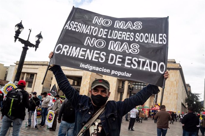 Protesta por el asesinato de líderes sociales en Colombia