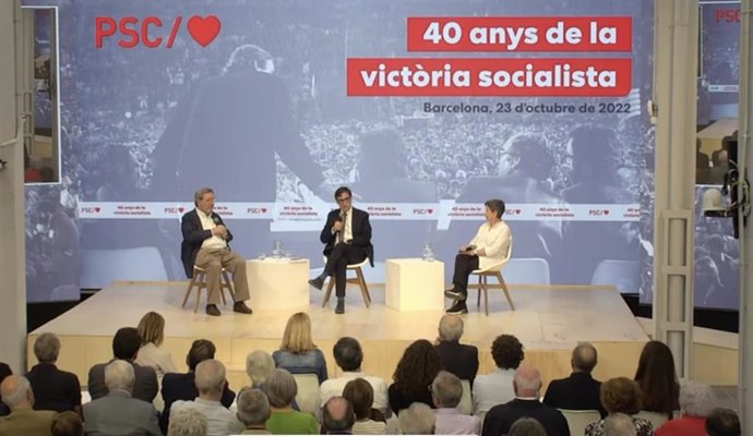 Illa, Serra i Cunillera en la taula rodona de l'acte de commemoració del PSC dels 40 anys de la primera victria electoral de Felipe González