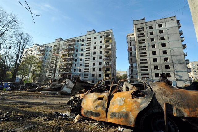 Edificio bombardeado en Zaporiyia