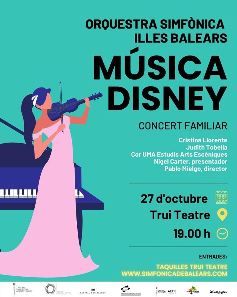 Cartel del concierto de la OSIB con música de Disney.