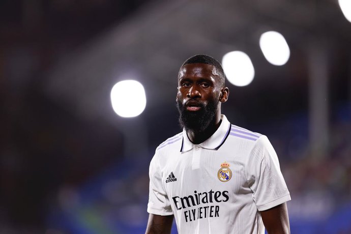 Antonio Rudiger of Real Madrid looks on during the spanish league, La Liga Santander, football match played between Getafe CF and Real Madrid at Coliseum Alfonso Perez stadium on October 08, 2022, in Getafe, Madrid, Spain.