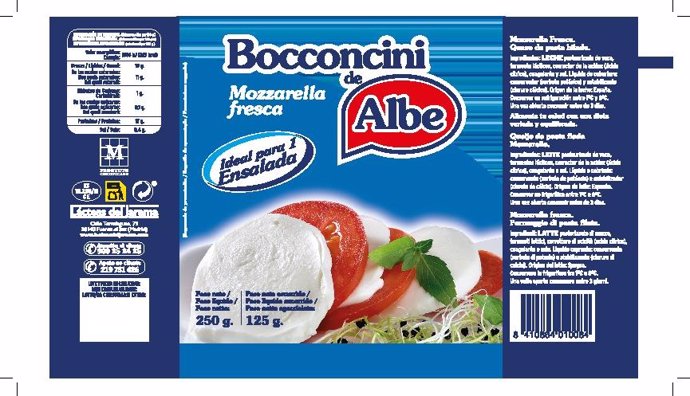 Sanidad alerta sobre la presencia de toxina estafilocócica en mozzarella fresca de la marca Bocconcini de Albe.