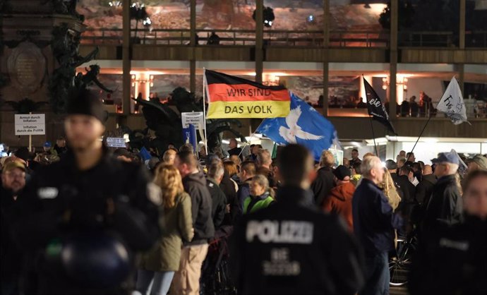 Manifestantes durante una protesta contra la política energética del gobierno alemán en Leipzig, Sajonia