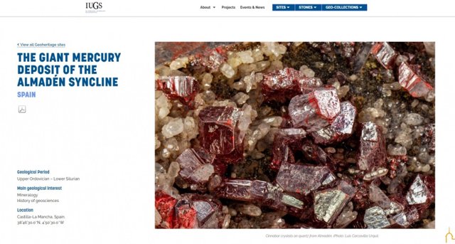 La web de la IUGS publica la designación de las Minas de Almadén como uno de los 100 Lugares del Patrimonio Geológico más relevantes del mundo