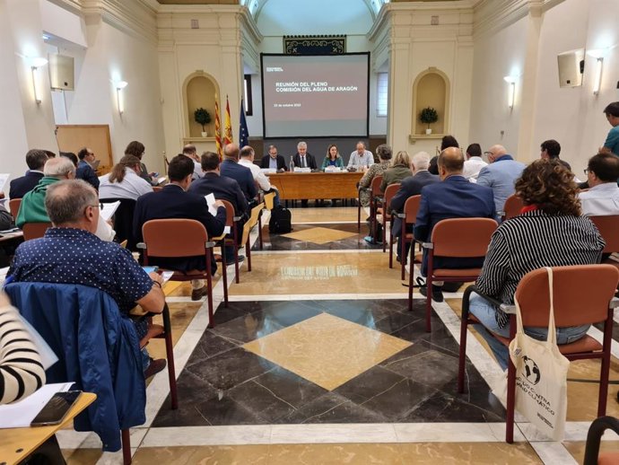 El consejero de Agricultura, Ganadería y Medio Ambiente del Gobierno de Aragón, Joaquín Olona, preside el pleno de la Comisión del Agua.
