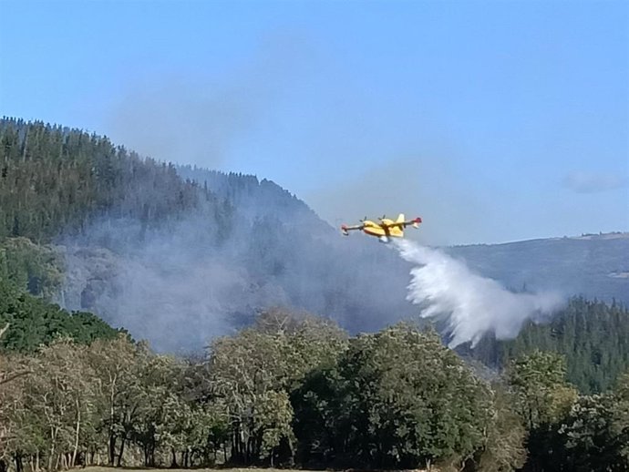 Labores de extinción del incendio registrado en Balmaseda y en la provincia de Burgos.