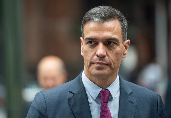 Archivo - FILED - 25 June 2021, Berlin: Spanish Prime Minister Pedro Sanchez attends the European Socialists (PES) conference. Photo: Christophe Gateau/dpa