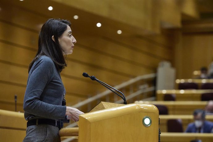 Archivo - La ministra de Justicia, Pilar Llop, interviene en una sesión de control al Gobierno en el Senado, a 22 de marzo de 2022, en Madrid (España).