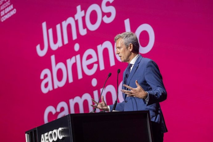 El presidente de la Xunta, Alfonso Rueda, durante su intervención en el 37 Congreso AECOC de Gran Consumo