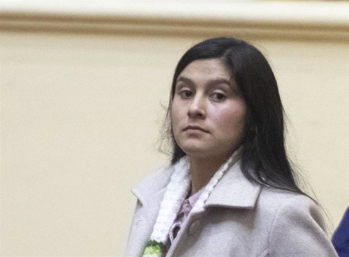 Archivo - Imagen de archivo de la cuñada de Pedro Castillo, Yenifer Paredes, en la Comisión de Fiscalización del Congreso, Lima, Perú