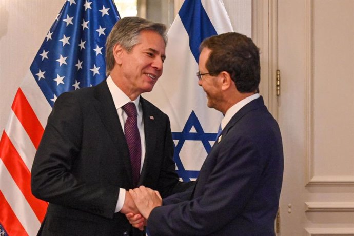 El secretario de Estado de EEUU, Antony Blinken, y el presidente de Israel, Isaac Herzog