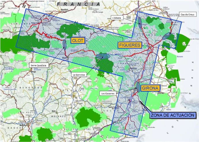Zona de les marques vials a repintar a la província de Girona
