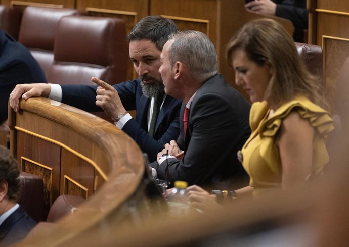 El líder de Vox, Santiago Abascal, en el debate de totalidad del Proyecto de Ley de Presupuestos Generales del Estado para el año 2023