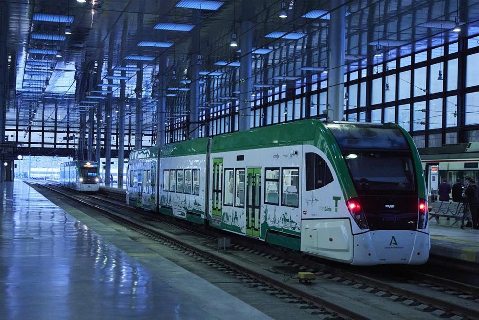 Detalle del tranvía durante el acto de inauguración del TramBahia