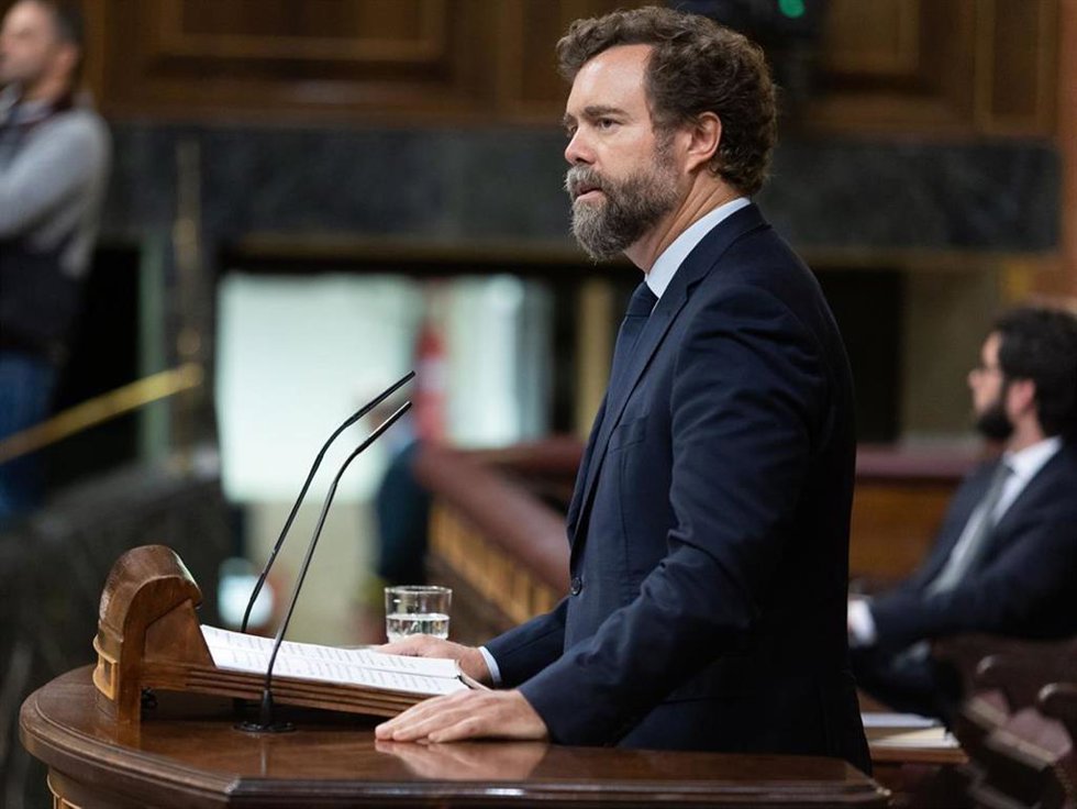 Iván Espinosa de los Monteros, portavoz del Grupo Parlamentario Vox, interviene para pedir la devolución al Gobierno del Proyecto de Ley de Presupuestos Generales del Estado para el año 2023