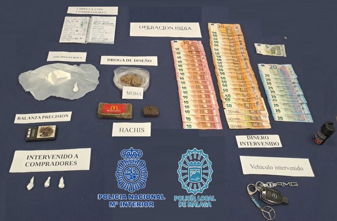 Dos detenidos tras desmantelar un punto de venta de drogas en un domicilio en Málaga capital