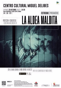 Cartel anunciador de la proyección de 'La aldea Maldita', de Florián Rey.