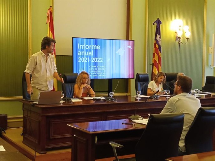El presidente del Comité de Expertos de Cambio Climático, Pau de Vílchez, durante su intervención en el Parlament.