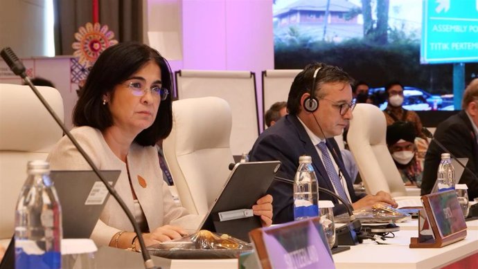 La ministra de Sanidad, Carolina Darias, en la reunión de ministros de Salud del G20, que se celebra este jueves 27 de octubre de 2022 en Bali (Indonesia).