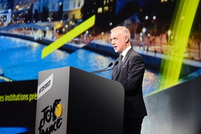 El Lehendakari vasco, Iñigo Urkullu, en el presentación en París del Tour de Francia de 2023, que saldrá desde Bilbao.