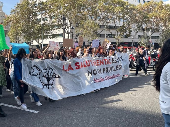 Manifestación de estudiantes este jueves en Barcelona por la salud mental