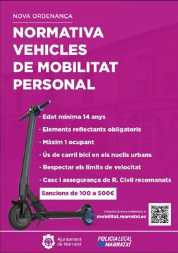 La Policía de Marratxí inicia una campaña para informar de la nueva normativa para circular en patinete eléctrico.