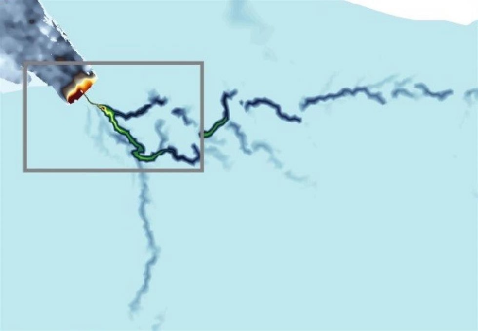 Modelo del sistema fluvial descrito en el estudio