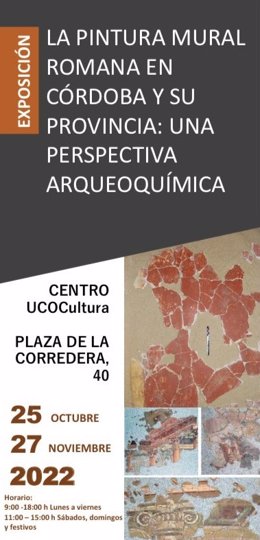 Folleto informativo de la exposición 'La pintura Mural Romana en Córdoba y su Provincia: Una perspectiva Arqueoquímica'.