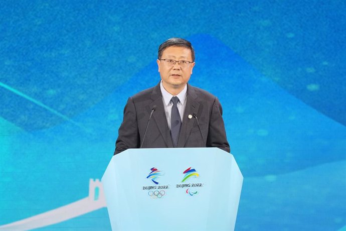 Archivo - (210917) -- BEIJING, Sept. 17, 2021 (Xinhua) -- Chen Jining, Beijing Mayor and the Executive President of the Beijing 2022 Organizing Committee, addresses the unveiling ceremony of the official motto for Beijing 2022 Winter Olympic and Paralym