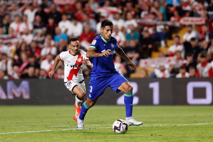 Fabrizio Angileri of Getafe in action during the spanish league, La Liga Santander, football match played between Rayo Vallecano and Getafe CF at Estadio de Vallecas on October 14, 2022, in Madrid, Spain.