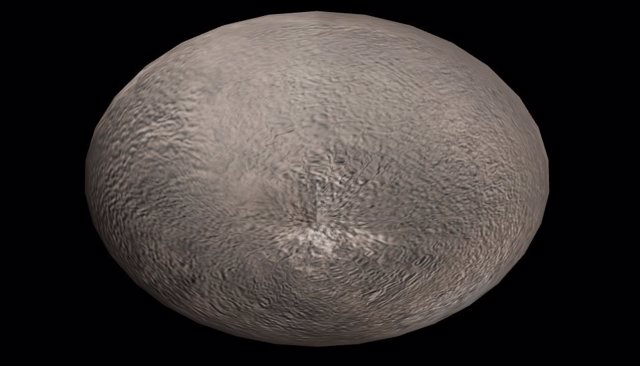 Un modelo de Haumea, un planeta enano en el cinturón de Kuiper.