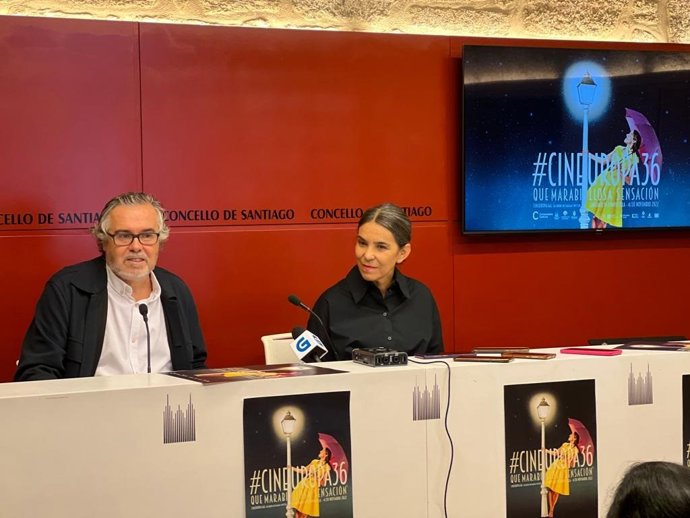 El director de Cineuropa, José Luis Losa; y la concejala de Acción Cultural, Mercedes Rosón, presentan en Santiago la 36 edición de Cineuropa