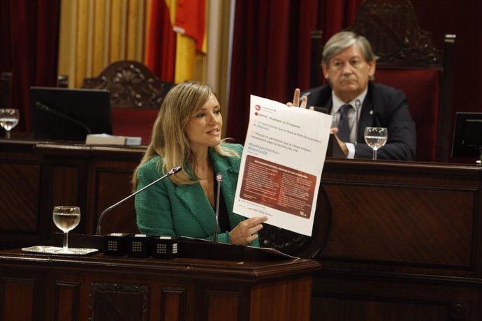 La coordinadora autonómica y portavoz de Cs Baleares, Patricia Guasp, en el Parlament. Archivo.