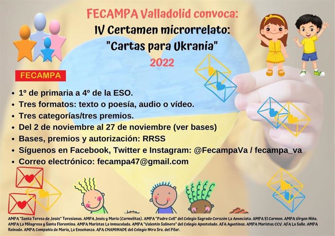 Fecampa Valladolid convoca el IV concurso de microrrelatos 'Una carta para Ucrania' para promover la lectura