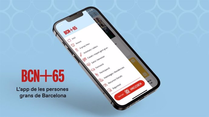 Imagen de la aplicación móvil 'BCN+65', que recoge todos los servicios y recursos del Ayuntamiento de Barcelona destinados a personas mayores