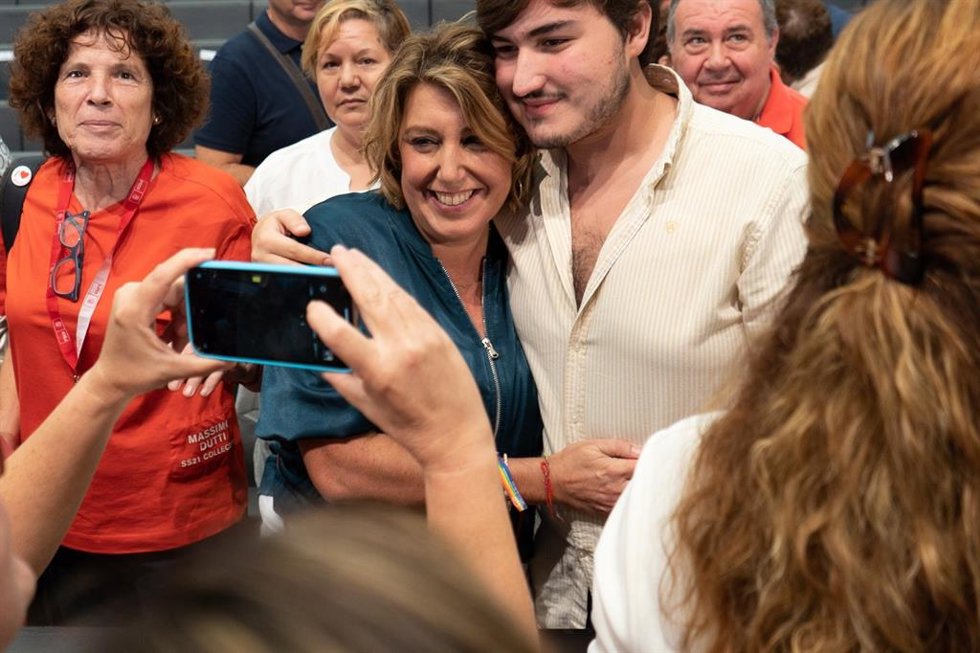 La exsecretaria general del PSOE-A Susana Díaz, en el acto por el 40 aniversario del triunfo del PSOE de 1982, en Sevilla.