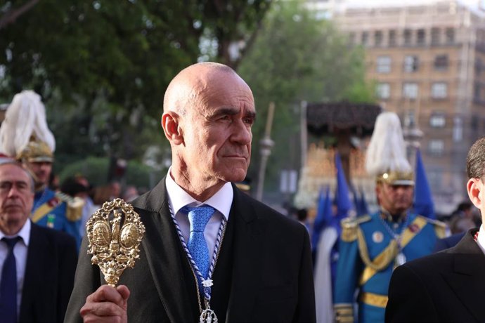 Archivo - El Alcalde de Sevilla, Antonio Múñoz, preside el paso de palio de la Virgen de la Hiniesta, Patrona de la corporación municipal, en la Semana Santa en Sevilla 2022. Domingo de Ramos a 10 de marzo del 2022 en Sevilla (Andalucía, España) (Foto d