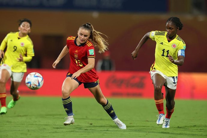 Sara Ortega, jugando un partido del Mundial Sub-17 en la India