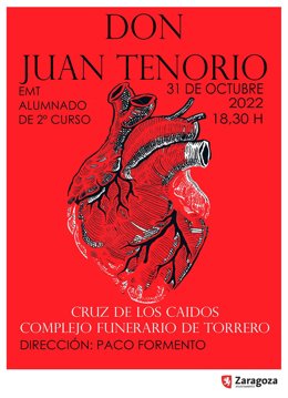 Cartel de la representación de 'Don Juan Tenorio', en el Cementerio de Torrero en Zaragoza.