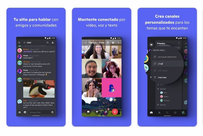 Capturas de la interfaz de Discord