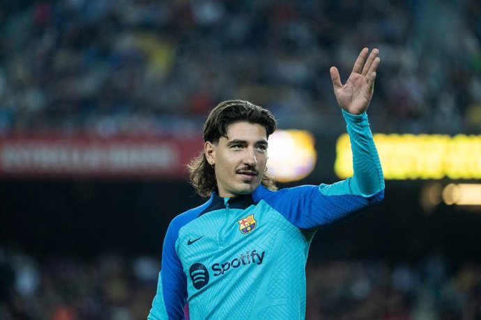 Hector Bellerin of FC Barcelona looks on during spanish league, La Liga Santander, football match played between FC Barcelona and Athletic Club Bilbao at Spotify Camp Nou on October 23, 2022 in Barcelona, Spain.