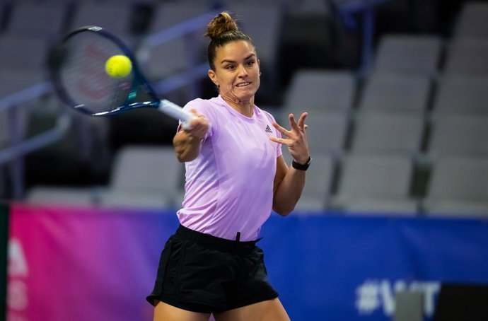 Maria Sakkari of Greece during practice ahead of the 2022 WTA Finals Fort Worth tennis tournament