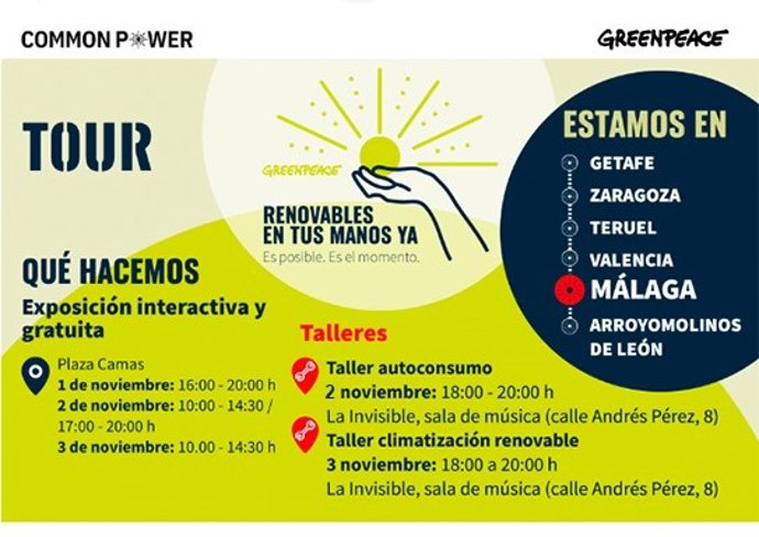 Cartel del tour de Greenpeace en Málaga