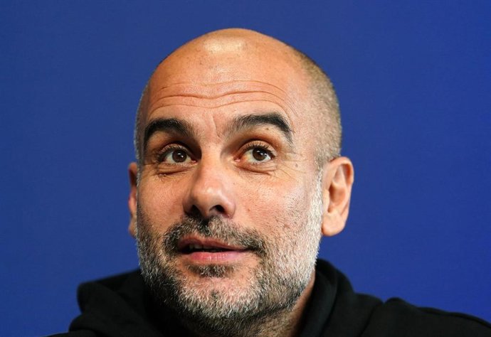El entrenador del Manchester City, Pep Guardiola, en rueda de prensa.  