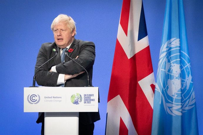 Archivo - El ex primer ministro Boris Johnson en la COP26 de Glasgow