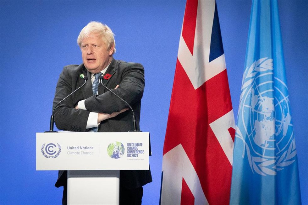 Archivo - El ex primer ministro Boris Johnson en la COP26 de Glasgow
