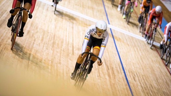 Archivo - La ciclista española Tania Calvo durante el Mundial de ciclismo en pista 2021