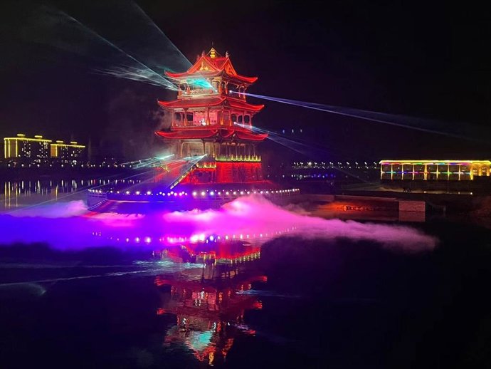 Photo shows the Jiutian Pavillion in Fengxin County in east China's Jiangxi Province [photo provided to Xinhua Silk Road]