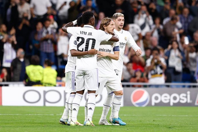 Rodrygo Goes of Real Madrid celebrates a goal during the UEFA Champions League, Group F, football match played between Real Madrid and Celtic FC at Santiago Bernabeu stadium on November 02, 2022, in Madrid, Spain.