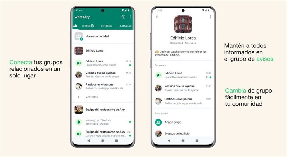 Interfaz de las Comunidades de WhatsApp